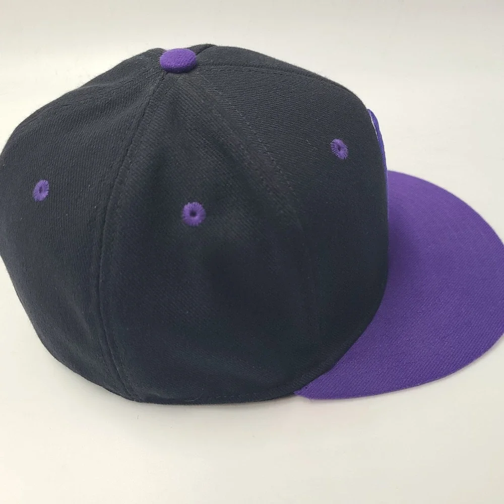 Adidas Hat Fitted L-XL Black Purple‎ Lions L Logo Flat Brim Baseball Casual Men